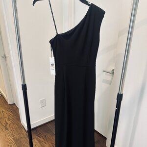 NWT CALVIN KLEIN ONE SHOULDER GRECIAN STYLE GOWN BLACK | SIZE 0